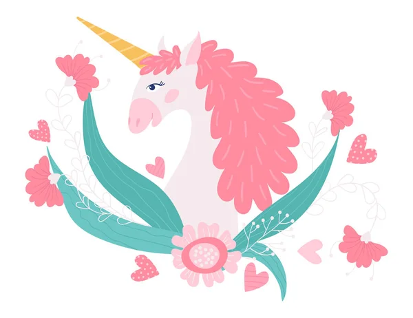 Unicornio caballo mágico fantasía animal vector ilustración — Archivo Imágenes Vectoriales