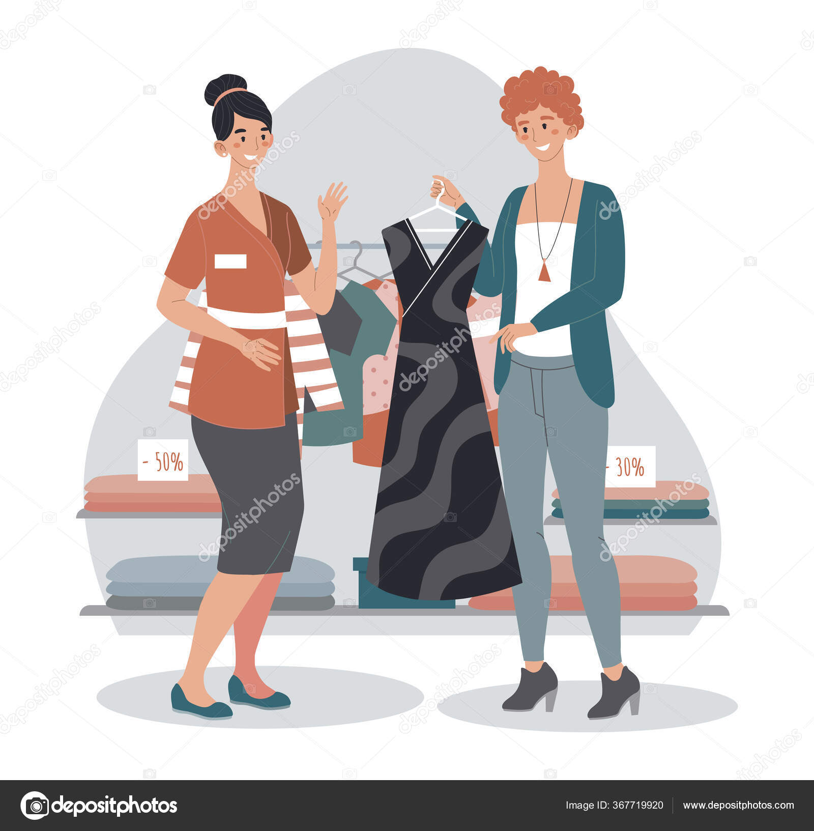 Vendedor Animada Venta De Tacones Tienda De Boutique Ilustración