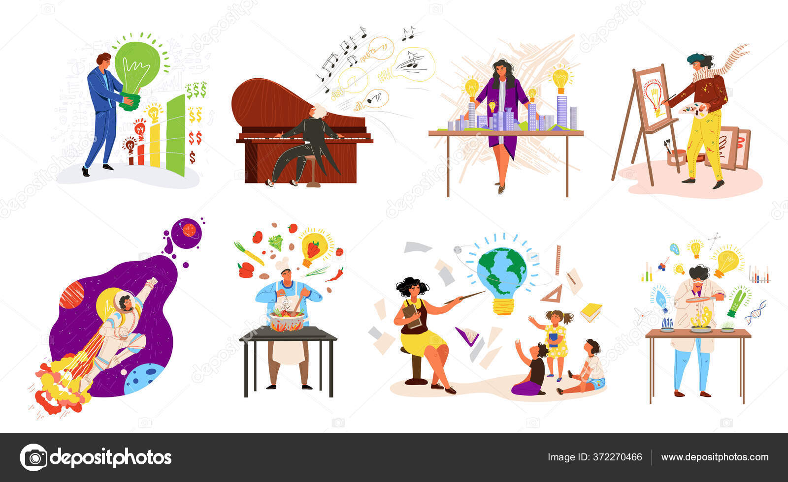 Adult People and Their Creative and Artistic Hobbies, Vectors
