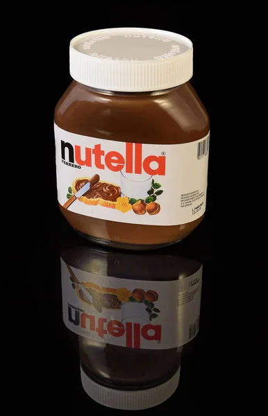 Jar Nutella Hazelnut Spread Nutella Adalah Nama Merek Dari Hazelnut — Stok Foto