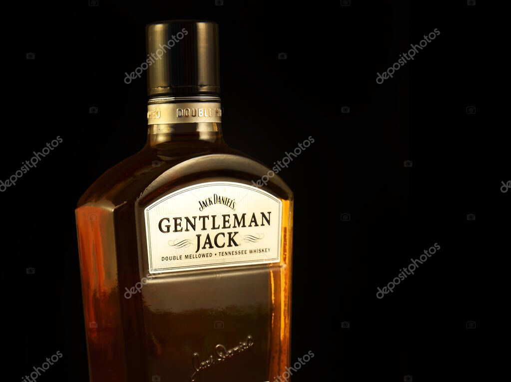 Gentleman Jack, the finer, more elegant version of the classic Jack Daniels Tennessee whiskey. No. 7. It is a American whiskey   - illustrative editorial