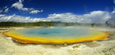 Sunset Gölü - Yellowstone Ulusal Parkı 'nın coğrafi manzaraları Usa Kara Kum Havzası