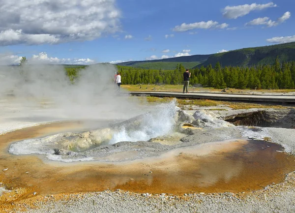 Avoca spring of Biscuit Basin, Scenic Landscapes of Geothermal activity of Yellowstone National Park USA, World Heritage sites of UNESCO