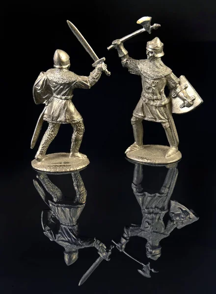 Mittelalterlicher Krieger Mit Schwert Zinnsoldat — Stockfoto