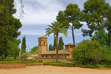 Alhambra, Granada, Endülüs, İspanya 'dan Jardines de San Francisco Unesco Dünya Mirası