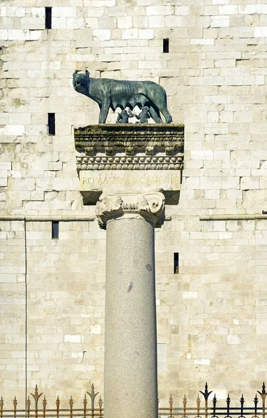 Bronze Romano Antigo Loba Que Amamenta Rômulo Remo Aquileia Património — Fotografia de Stock