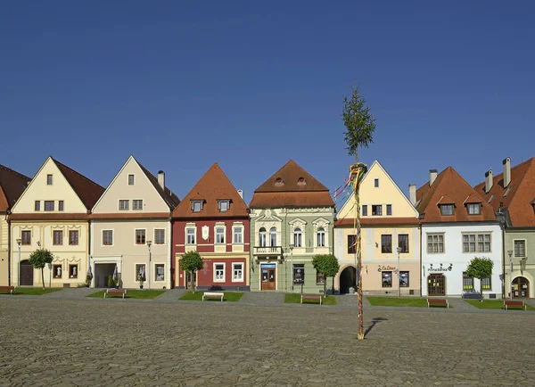 Praça Cidade Bardejov Com Antigas Casas Históricas Cidade Dos Patrimônios — Fotografia de Stock