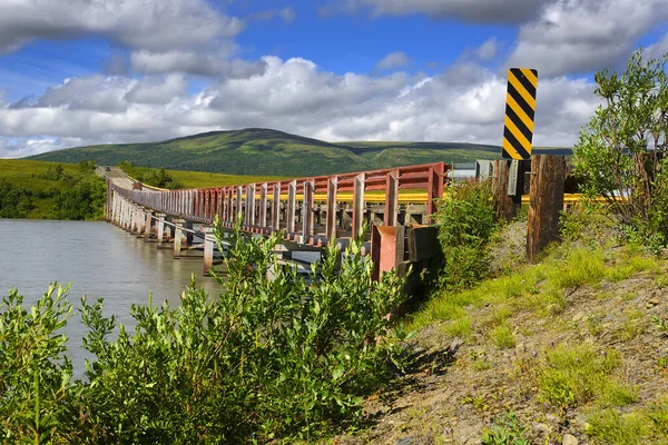 Puente Sobre Río Susitna Autopista Denali Alaska — Foto de Stock