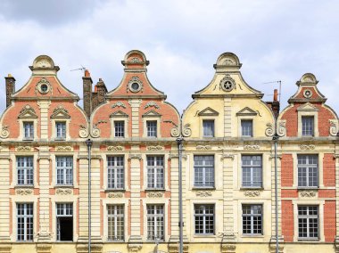 Arras France Flemish style buildings in the main square of Grand Place. clipart