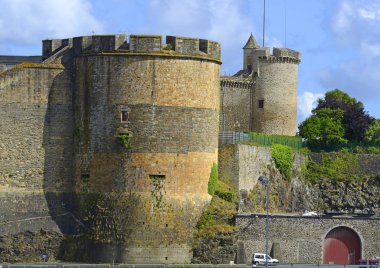 Liman ve Şehrin Eski Şatosu Brest, Finistere, Brittany, Fransa