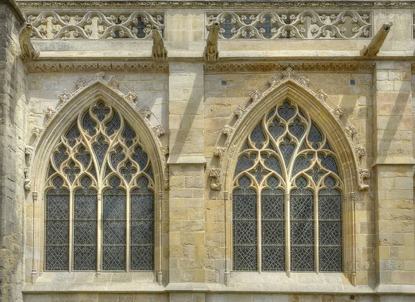 Caen Gothic Windows Church Saint Pierre Church Result Costant Rebuilding — Stock Photo, Image