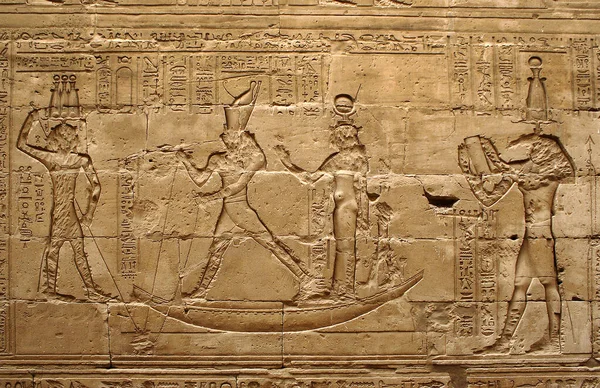 Alte Ägyptische Hieroglyphen Tempel Des Horus Unesco Weltkulturerbe Edfu Ägypten — Stockfoto