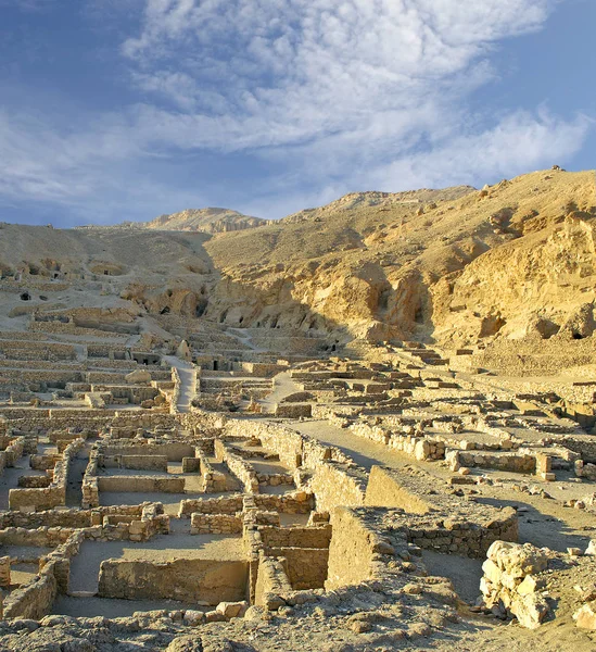Místo Deir Medina Starověké Egyptské Dělnické Město Blízkosti Údolí Králů — Stock fotografie