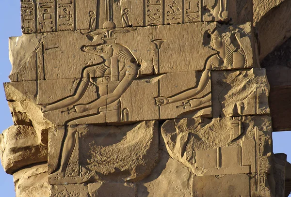 Крокодилоголовый Бог Собек Храме Ком Омбо Египет — стоковое фото