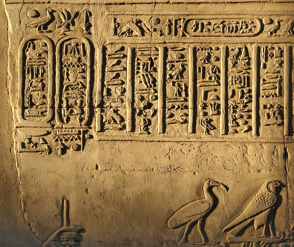 Hiéroglyphes Égyptiens Antiques Temple Kom Ombo Egypte — Photo