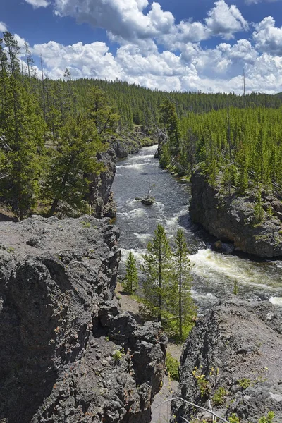 Firehole Canyon Scénická Krajina Yellowstonského Národního Parku Usa — Stock fotografie