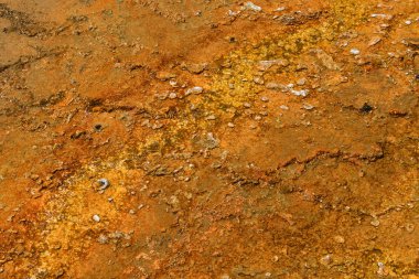 Yellowstone Ulusal Parkı, Usa, Unesco Dünya Mirası Sitesi Batı Başparmak Gayzer Havzası Manzarası 'nın renkli soyut resimleri