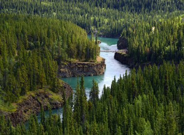 Whitehorse yakınlarındaki Yukon Nehri - Miles Canyon, Yukon, Yukon Bölgesi, Kanada