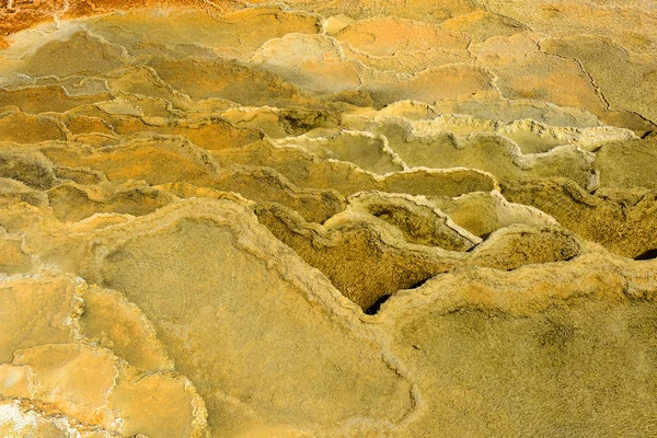 Formações Abstratas Travertino Fundo Mammoth Hot Springs Travertino Cascata Paisagens — Fotografia de Stock