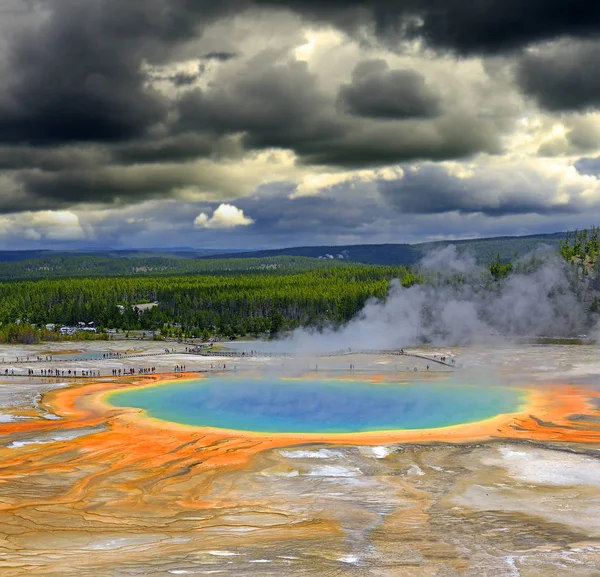 Grand Prismatic Spring Yellowstonském Národním Parku Největším Horkým Pramenem Spojených — Stock fotografie