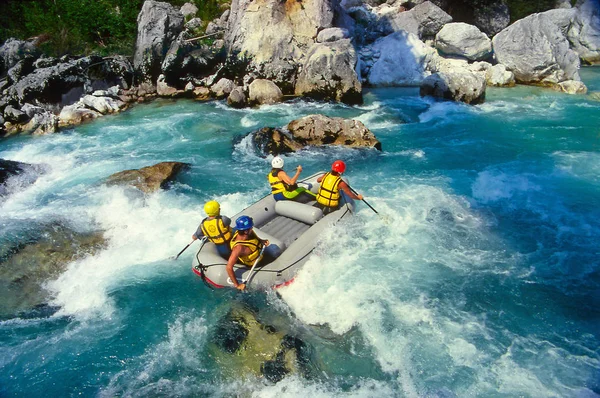 Řeka Soca Slovinsko Rafting Řece Soca Národním Parku Triglav Slovinsko — Stock fotografie