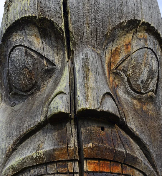 Detalle Los Tótems Primera Nación Cerca Hazelton Columbia Británica Canadá — Foto de Stock