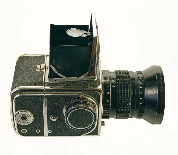 中格式胶卷上的旧照相相机6X6厘米 这种相机在胶卷上有可互换的弹夹 — 图库照片