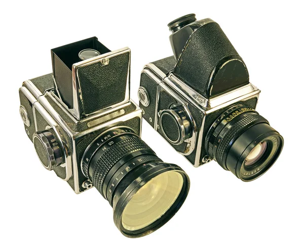 Vecchie Fotocamere Pellicola Medio Formato 6X6 Questo Tipo Fotocamere Hanno — Foto Stock