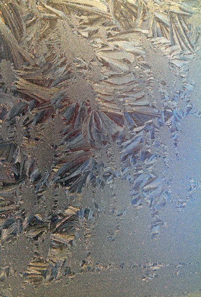 Frost Fönstret Mönster Vinterglas Bakgrund — Stockfoto