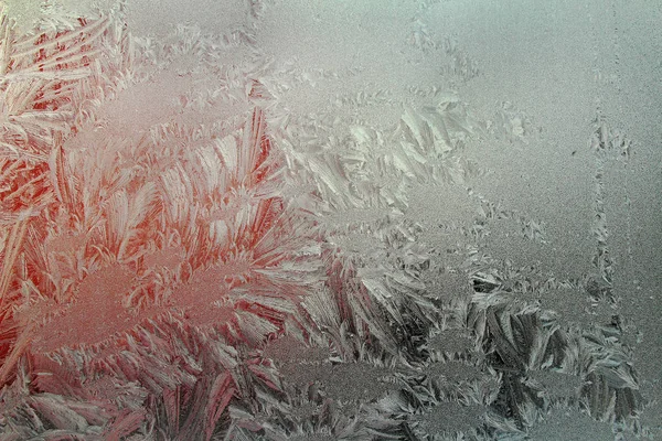 Frost Fönstret Mönster Vinterglas Bakgrund — Stockfoto