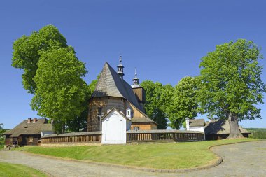 All Saints Kilisesi Blizne, Polonya. Kilise, Unesco Dünya Mirasları Listesi 'ndeki ahşap kiliselere ait.