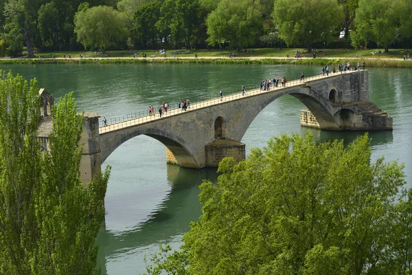 Vista Del Puente Saint Benezet Pont Avignon Del Río Rhna — Foto de Stock
