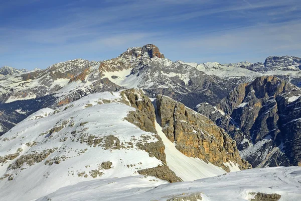 Dolomite Mountains Winter View Mount Tofana Hohe Gaisl Croda Rossa — Stock Photo, Image