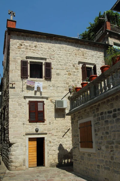 Kotor Eski Kentin Romantik Sokakları Kotor Körfezi Boka Kotorska Karadağ — Stok fotoğraf