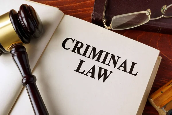 Book with title criminal law on a table. — Stock Photo, Image