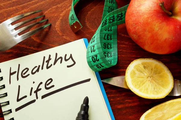 Hälsosamt liv skrivit en anteckning. Livsstilskoncept. — Stockfoto