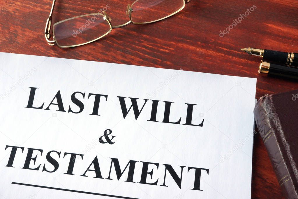 Last Will & Testament form on a table.
