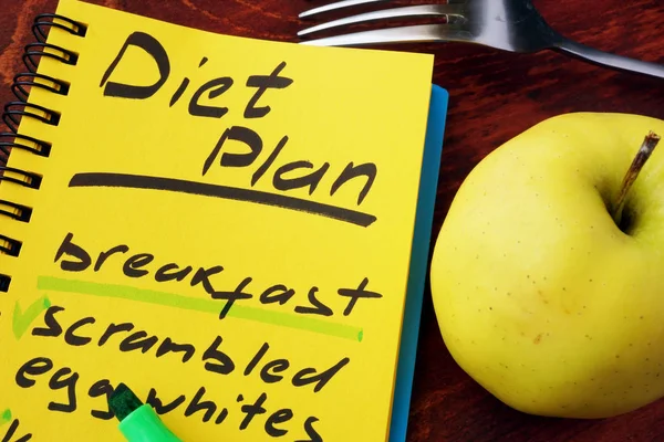 Pagina unei note cu planul de dietă titlu . — Fotografie, imagine de stoc