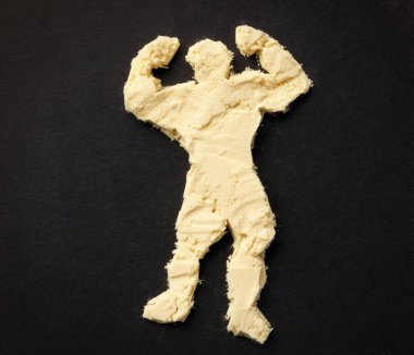 Protein tozu bodybuilders rakam. Spor takviyeleri kavramı.