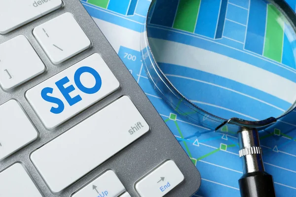Rövidítése Seo (search engine optimization) billentyűzet. — Stock Fotó