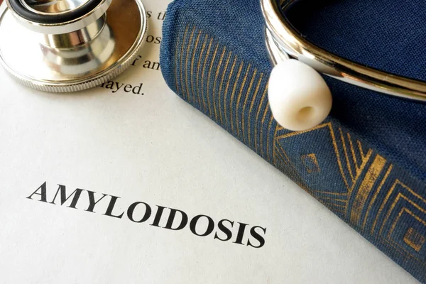 Document with diagnosis amyloidosis in a hospital. — Stock Photo, Image