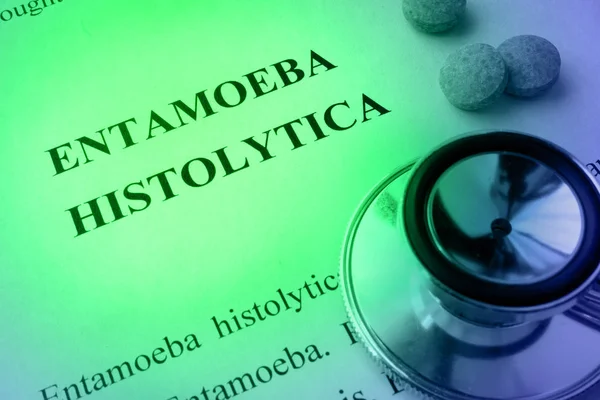 Titel entamoeba histolytica ziekte geschreven op een pagina. — Stockfoto