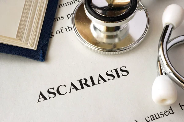 Dokument med ordet Ascariasis på sjukhus. — Stockfoto