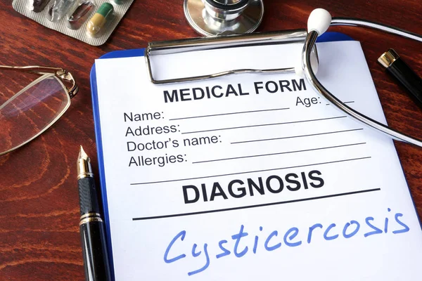 Forma medica con diagnosi Cisticercosi in ospedale . — Foto Stock