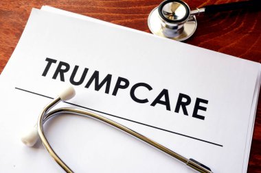 Başlık Trumpcare belgelerle. Sağlık sigortası reformu kavramı.