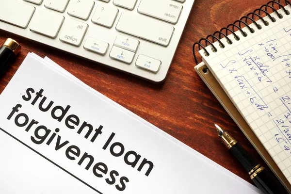 Document with title student loan forgiveness. — Stock Photo, Image