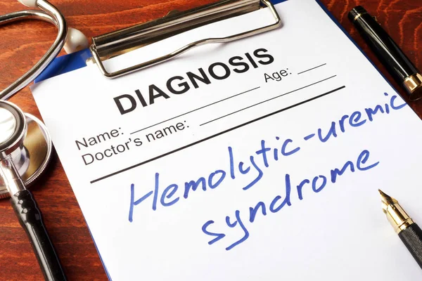 Medical form with diagnosis Hemolytic-uremic syndrome (HUS). — Stock Photo, Image