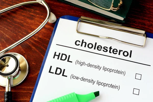 Medical form with words cholesterol HDL LDL. — Stock Photo, Image