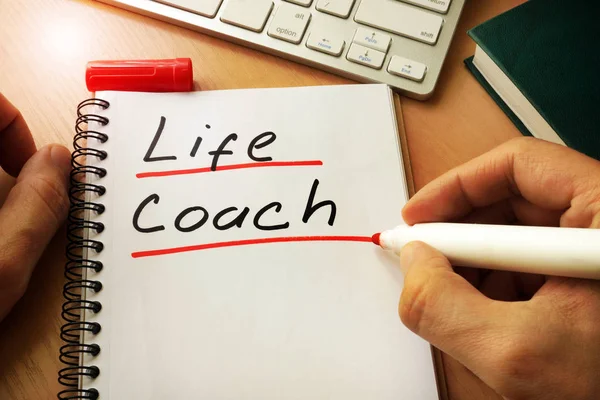 Notepad with handwriting title life coach. — Stock Photo, Image