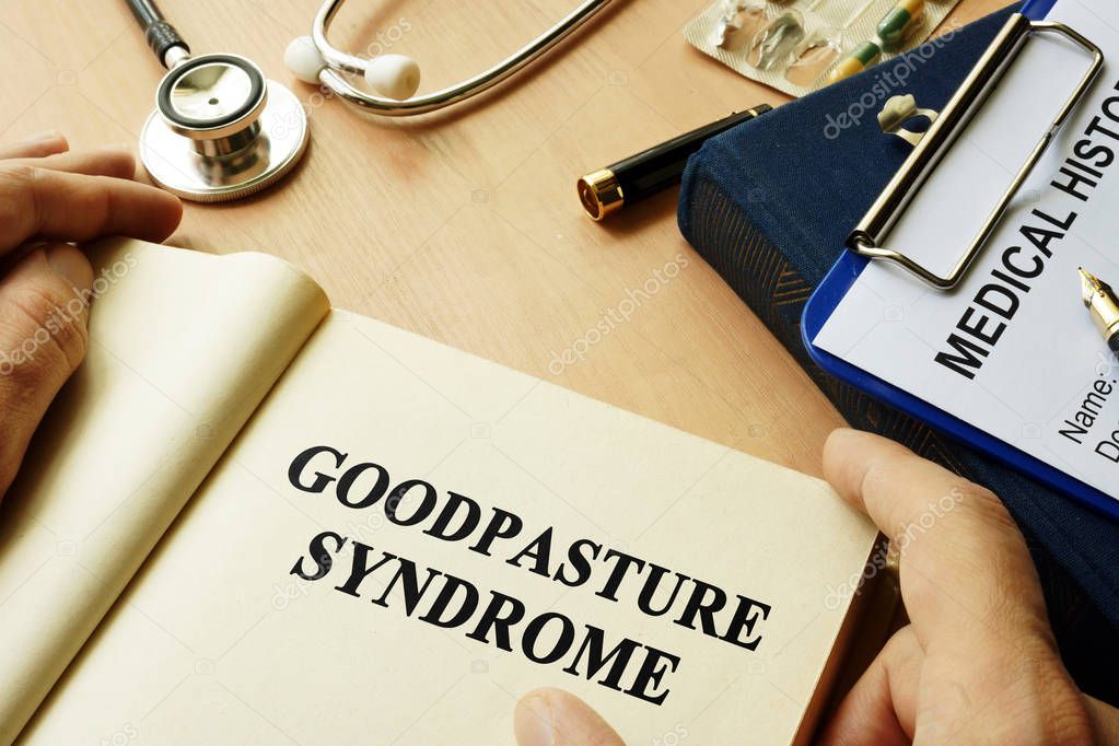 Book with title Goodpasture Syndrome on a table.